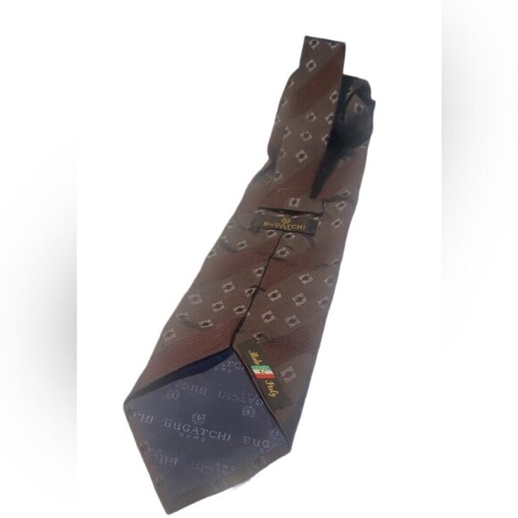 Bugatchi Vintage Burgundy Geometric Fashionable Stylish Work Italian Silk Tie OS - Picture 2 of 2